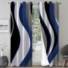 FNOIMO Blue and White Abstract Water Blackout Curtains, Black and Gray Geometric Medieval Lines Window Curtains, Thermal Insulated Window Drapes, for Living Room Bedroom Office 52" W x 84" L view 2