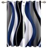 FNOIMO Blue and White Abstract Water Blackout Curtains, Black and Gray Geometric Medieval Lines Window Curtains, Thermal Insulated Window Drapes, for Living Room Bedroom Office 52" W x 84" L view 3