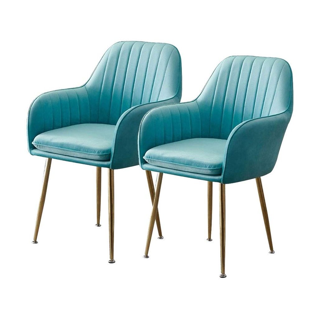 ZLGONRL Kitchen Dining Chairs,Counter Lounge Chairs Plating Leg Velvet Reception Chair Kitchen Chair Upholstered Bar Stools (Sky Blue)