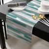 Abstract Table Runner Dresser Scarves, Blue Geometric Line Paint Texture Dining Table Runners, Modern Washable Non-Slip Rectangle Table Setting Decor for Party Holiday Dinner, 13x72 view 2
