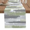 Abstract Table Runner Dresser Scarves, Sage Green Geometric Line Paint Texture Dining Table Runners, Modern Washable Non-Slip Rectangle Table Setting Decor for Party Holiday Dinner, 18x72 view 1