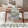 Abstract Table Runner Dresser Scarves, Sage Green Geometric Line Paint Texture Dining Table Runners, Modern Washable Non-Slip Rectangle Table Setting Decor for Party Holiday Dinner, 18x72 view 3