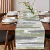 Abstract Table Runner Dresser Scarves, Sage Green Geometric Line Paint Texture Dining Table Runners, Modern Washable Non-Slip Rectangle Table Setting Decor for Party Holiday Dinner, 18x72 view 4