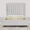 Greaton, Vinyl Upholstered Bed Frame, Decorative Attractive Headboard, Long Lasting Durable, Includes 3 Color Legs to Choose Gold, Silver and Black,Queen, White view 1