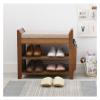 HAOKAZLBR Shoe Bench for Front Door Entrance Furniture, Shoe Storage Bench Padded Bench Solid Wood Storage Shelf with 2 Storage Shelves and 1 Drawer Sofa Stool for Living Room (Size : 60cm/23in) view 2