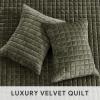 RECYCO Luxury Velvet Quilt Set Twin/Twin XL Size, Lightweight Velvet Comforter Set, Oversized Bedspread Coverlet Quilted Bedding Set, with 1 Matching Pillow Sham, for All Season, Olive Green view 4