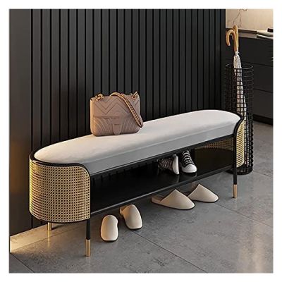 HAOKAZLBR Shoe Bench for Front Door Entrance Furniture, Luxurious Entryway Bench, Comfy Shoe Storage Bench End of Bed Bench with Velvet Seating, Modern Multifunction (Size : 80x43x45cm(31x17x18inch))