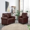 2 Piece Faux Leather Sofa Set,Modern Chair and Loveseat Sets with Storage,Mid Century Couch with Rivet Rolled Arm,Comfy Deep Seat Sofa,Furniture for Living Room,Office(Armchair+Loveseat,Burgundy) view 1