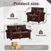 2 Piece Faux Leather Sofa Set,Modern Chair and Loveseat Sets with Storage,Mid Century Couch with Rivet Rolled Arm,Comfy Deep Seat Sofa,Furniture for Living Room,Office(Armchair+Loveseat,Burgundy) view 2