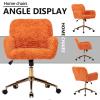 HomVent Furry Cute Office Desk Chair,Modern Faux Fur Desk Chair,Faux Fur Makeup Vanity Chair with Wheels & Gold Base,Adjustable Swivel Ergonomic Office Chair for Girl Women Vanity Bedroom Study Orange view 2