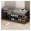 HAOKAZLBR Shoe Bench for Front Door Entrance Furniture, Shoe Storage Bench with Foam Padded Seat, 2-Tier Wooden Shoe Bench with Storage Space, Entryway Shoe Bench, Metal Frame (Size : 60 * 30 * 45CM) view 1