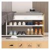 HAOKAZLBR Shoe Bench for Front Door Entrance Furniture, Shoe Storage Bench with Foam Padded Seat, 2-Tier Wooden Shoe Bench with Storage Space, Entryway Shoe Bench, Metal Frame (Size : 60 * 30 * 45CM) view 3