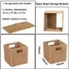 WENFOME 5Pcs Woven Shelf Baskets, 10.5'' Paper Rope Handmade Open Storage Bins, Light Brown Pantry Baskets Organization Basket Foldable Storage Bins for Bedroom, Cubby Cubes Wicker Basket with Handles view 4