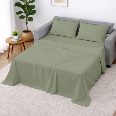 Cottington Lane Sleeper Sofa Sheets Full Size, 4 Piece Premium Quality 100% Egyptian Cotton Sofa Bed Sheet Set for Pull Out Couch, Loveseat & Sectional, 8 Inch Deep Pocket, Sage