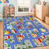 Kids Carpet Playmat Rug 6'6''x9'8'', Kids Rugs for Bedroom, Non-Slip Town City Road Map Car Rugs for Kids Toy Cars, Track Carpet Play Rug for Playroom Classroom Decor (Blue) view 1