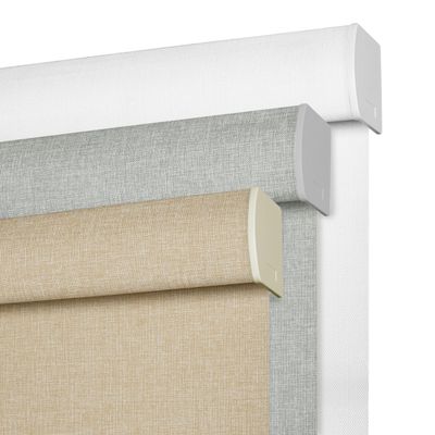 BERISSA Cordless Blackout Roller Shades for Windows,Free-Stop Linen Fabric Windows Blinds with Cassette Valance,Thermal Insulated UV Protection Roller Blinds for Home Office. Beige.30 W x 48" H