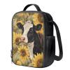 KUIFORTI Girls Lunch Box Kids Lunch Bag Women Lunch Bags for Work,Boys Lunchbox Accessories for kids Lunches Cute Lunchboxes for Teen Girls,Cow Print Sunflower view 2