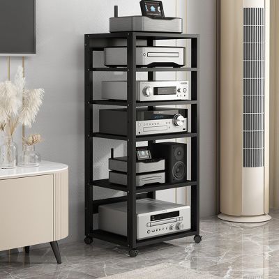 5/6/7-Tier Movable AV Media Stand CD Player Stand Stereo Rack Corner TV Stand Audio Video Components Cabinet with Height Adjustable Wooden Shelf for Home/Office/Theater, 55x40x131cm ( Color : A , Size