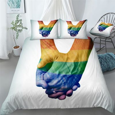 Boasorte LGBTQ+ Rainbow Equality Prints Duvet Cover Set | Pride Flag Rainbow Stripe Design Bedding Set | with Soft Duvet Cover+2 Pillow Shams(3pcs) or Sheet (4pcs) (A,Full-4PCS)