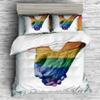 Boasorte LGBTQ+ Rainbow Equality Prints Duvet Cover Set | Pride Flag Rainbow Stripe Design Bedding Set | with Soft Duvet Cover+2 Pillow Shams(3pcs) or Sheet (4pcs) (A,Full-4PCS) view 2