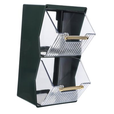 VINTORKY 1pc Tea Bag Organizer Storage Box for Kitchen Dual-layer Container for Tea Bags Sugar and Coffee Practical and Convenient Design Green