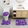 Purple Butterflies Floral Bathroom Carpet Set-Elegant Bathroom Mat,U-Shaped Area Rug, Toilet Lid Cover Decor view 3