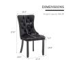 Eifizek Velvet Dining Chairs Set of 4, Upholstered Dining Room Chairs with Nailhead Ring Pull Trim, Button Tufted Wing Back Chairs for Dining with Solid Wood Legs for Kitchen Dining Room(Black) view 3