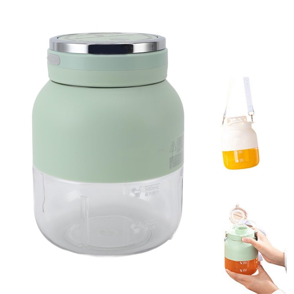 HomeLoft Basics Wireless Portable Juice Machine, USB Charging High Heat Resistance Citrus Juicer Electric Portable Electric Juicer with Safe Lock for Self Driving Tour Picnic (Light Green)