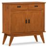 SIMPLIHOME Draper 36" Wide Solid Wood Cabinet in Teak Brown view 1