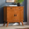 SIMPLIHOME Draper 36" Wide Solid Wood Cabinet in Teak Brown view 2