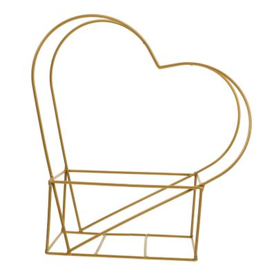 LIOOBO Heart Shaped Metal Basket - Valentine's Day Decor Iron Flower Pot for Romantic Wedding, Floral Arrangement Planter, Anniversary Basket & Home Wall Decor, Golden