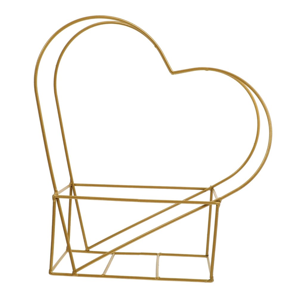 LIOOBO Heart Shaped Metal Basket - Valentine's Day Decor Iron Flower Pot for Romantic Wedding, Floral Arrangement Planter, Anniversary Basket & Home Wall Decor, Golden