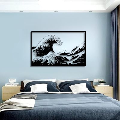 The Great Wave off Kanagawa Metal Wall Decor,Metal Wave Wall Art,Japandi Wall Art,Japanese Wall Decor,Big Metal Wall Art,Nautical Wall Decor,Housewarming Gift,Wall Art Decor for Living Room Bedroom,Bathroom (19"x12"/47x30cm)