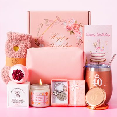 40th Birthday Gifts for Women, 40 Year Old Unique Happy Birthday Gift for Her, Relaxation Spa Bath 40th Birthday Gift Baskets for Female ,Gifts Ideas Box Set for Mom Sister Friends Wife Aunt