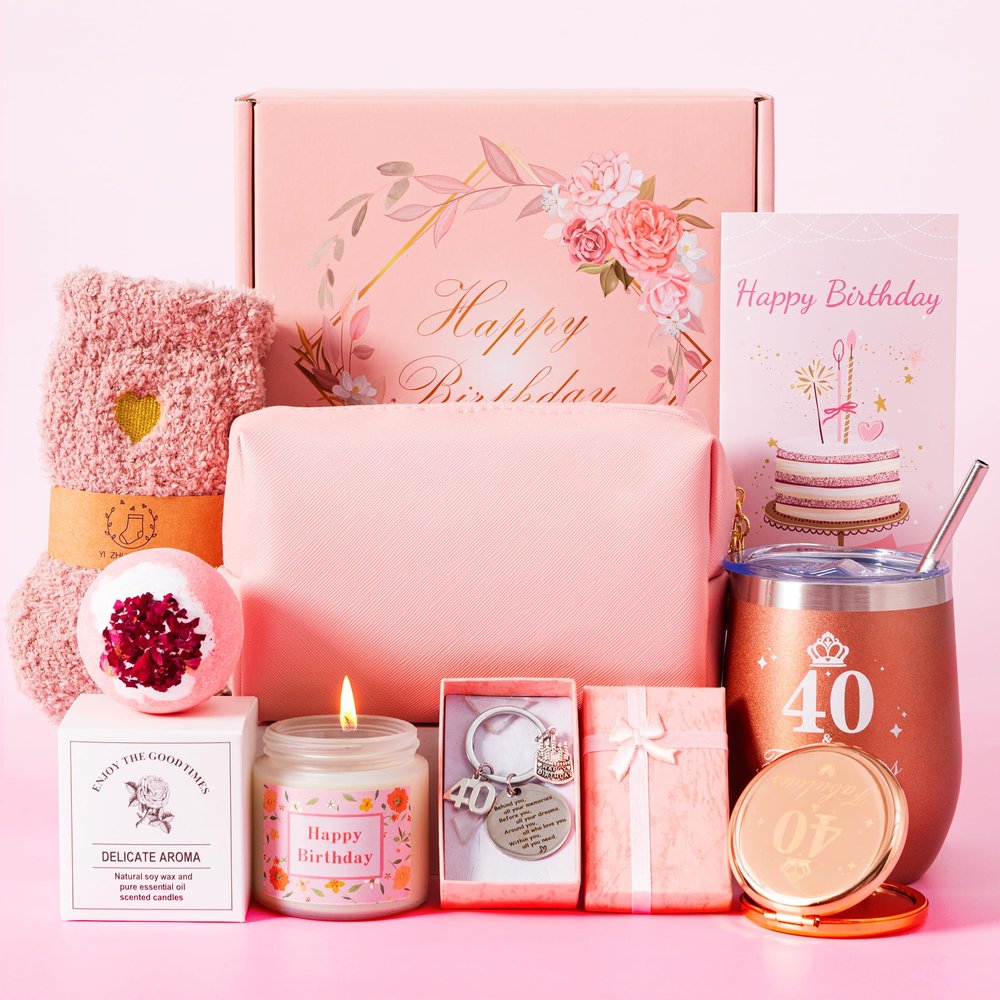 40th Birthday Gifts for Women, 40 Year Old Unique Happy Birthday Gift for Her, Relaxation Spa Bath 40th Birthday Gift Baskets for Female ,Gifts Ideas Box Set for Mom Sister Friends Wife Aunt