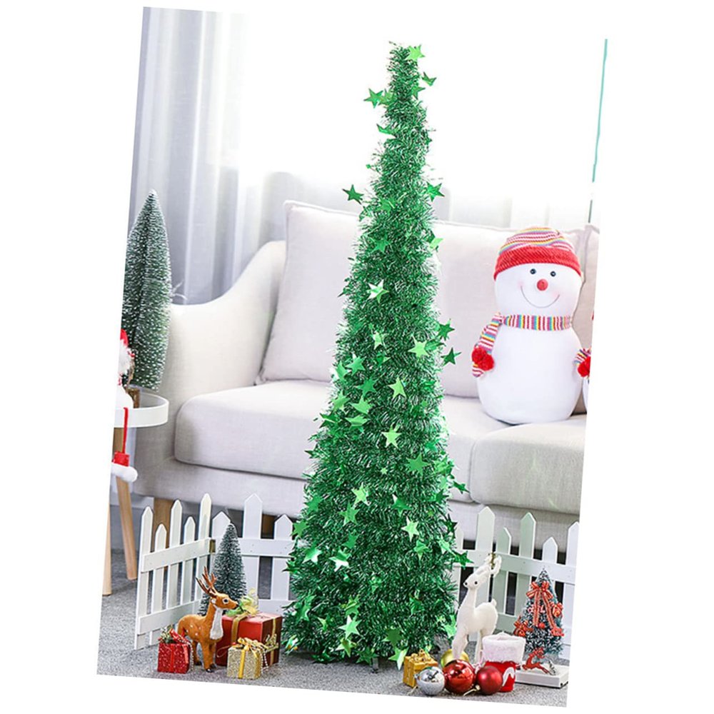 Cabilock DIY Christmas Ornament Pet Plastic 120cm Foldable Telescopic Tree for Home Decor