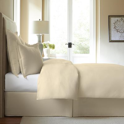 Cotton Collection Tailored Bed Skirt with Pleat, 15" Drop Length, Ivory, Twin