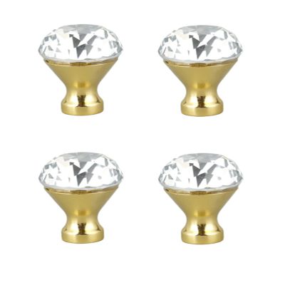 CETEOR Drawer Handles and knobs, Door 4Pcs Gold Single Hole Diamond Crystal Handle Cabinet Wardrobe Door Handle, Gold, 25Mm (Color : Gold, Size : 30MM)