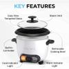 Courant Rice Cooker 8-Cup (Cooked), Removable Non-Stick Bowl, One Touch Rice Cooker, White view 3