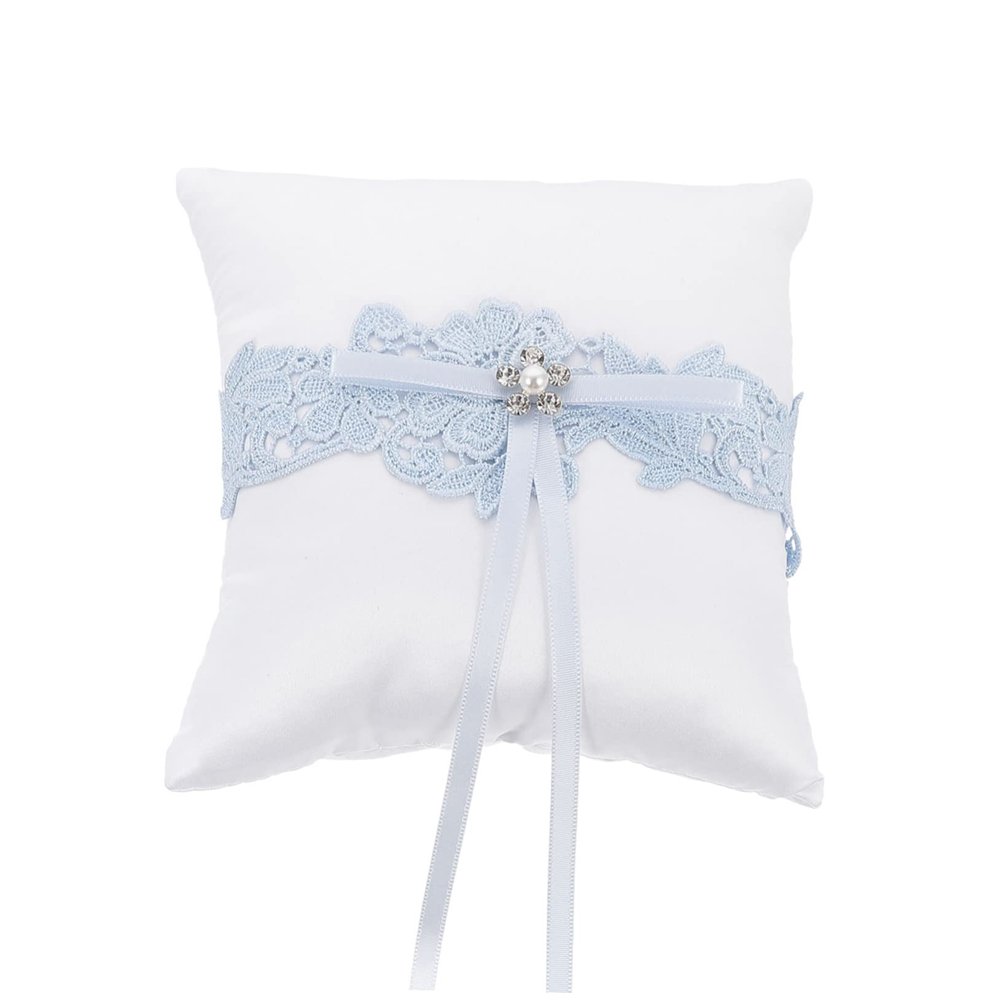 Alipis 1 Pc Blue Lace Ring Pillow Wedding Ring Pillow for Ceremony Graceful Engagement Accessory