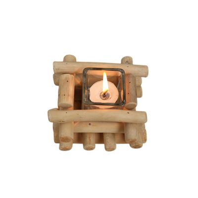 Cabilock Natural Driftwood Style Candle Holder Wooden Craft Home Rustic Elegant