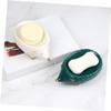 BESTOYARD Soap Box Cartoon Ceramic Soap Holder Bathroom Supply Household Soap Bracket Ceramic Hedgehog Adornment Soap Storage Rack Ceramic Craft Storage Bracket Cartoon Soap Rack, 15x9cm, Green view 2