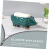 BESTOYARD Soap Box Cartoon Ceramic Soap Holder Bathroom Supply Household Soap Bracket Ceramic Hedgehog Adornment Soap Storage Rack Ceramic Craft Storage Bracket Cartoon Soap Rack, 15x9cm, Green view 4