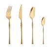 GOODJAYVEN Silverware Flatware Set, 4/16/24/32/40/48 Pieces 304 Gold Tableware Matte Stainless Steel Steak Knife, Fork And Spoon Set (Color : Gold, Size : 1Set-4Pcs) view 1