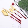 GOODJAYVEN Silverware Flatware Set, 4/16/24/32/40/48 Pieces 304 Gold Tableware Matte Stainless Steel Steak Knife, Fork And Spoon Set (Color : Gold, Size : 1Set-4Pcs) view 3