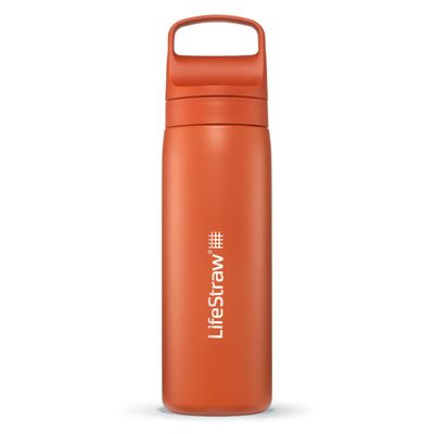 LifeStraw Go Series Insulated Steel Water Filter Bottle, 18 oz, Kyoto Orange