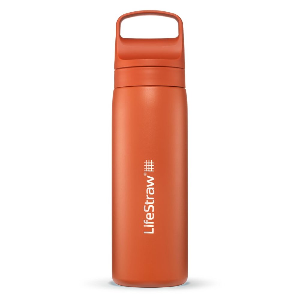 LifeStraw Go Series Insulated Steel Water Filter Bottle, 18 oz, Kyoto Orange