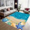 ZLXMN Blue Ocean Starfish Area Rug 4x6ft,Tropical Ocean Beach and Sea Print Non-Slip Carpet, Seaside Sea View Modern Coastal Rug for Living Room Hallway Bedroom Washable Floor Mat view 1