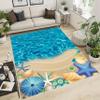 ZLXMN Blue Ocean Starfish Area Rug 4x6ft,Tropical Ocean Beach and Sea Print Non-Slip Carpet, Seaside Sea View Modern Coastal Rug for Living Room Hallway Bedroom Washable Floor Mat view 2