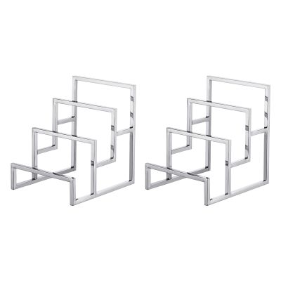 uxcell Clutch Purse Display Stand 3 Layer Wallet Display Rack Metal Clutch Holder Riser for Home Retail Store Supplies - Silver, 2Pcs